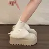 Zapatos Birkenstock de Suela Gruesa para Aumentar la Altura con Forro de Felpa Botas de Nieve Zuecos Cerrados Zapatillas de Algodón Peludas Ropa de Invierno para Exteriores para Mujer Nuevo Estilo 2026