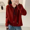 Suéter con Capucha de Media Cremallera Estilo Universitario Coreano para Mujer, Adecuado para Otoño e Invierno, Se Puede Usar por Fuera o como Capa Interior, Top de Punto Holgado y Cómodo