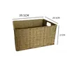 Cesta de almacenamiento de escritorio para el hogar, cesta de almacenamiento tejida, cesta rectangular de imitación ratán para snacks, cesta de lavandería