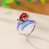 Yilu prata S990 prata pura sangue âmbar nacional moda cloisonne vintage anel de raposa temperamento espírito raposa estilo étnico anel de prata
