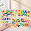 Jogo de Blocos de Construção de Corda de Correspondência de Madeira Dupla Face Tabuleiro de Desenho Digital de Letras para Crianças Educação Infantil Quebra-Cabeça Intelectual Brinquedo de Quebra-Cabeça