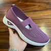 Zapatos Casuales de Malla Transpirables de Verano para Madres de Mediana Edad y Mayores, Zapatos sin Cordones Calados, Zapatos Convenientes de Suela Plana, Stock Disponible para Venta Transfronteriza