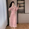 Vestido Delgado de Cintura con Diseño de Nicho, Nuevo para Otoño 2026, con Terciopelo de Visón y Encaje de Pedrería, Tejido Transparente