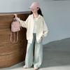 Sudadera de Otoño para Niñas 2025 Nueva Moda Estilo Coreano Chaqueta Bordada con Lazo para Niñas Mayores Transfronterizo