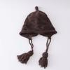 Gorro de lana de punto para niños y niñas, gorro de bebé hecho a mano con orejas de trigo y cordones, cálido y con protección para las orejas, para otoño e invierno.