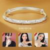 Pulsera para Mujer Joven de Plata Esterlina Chapada sin Color Pulsera de Estrella Push-pull Pulsera Sólida para el Mejor Regalo de la Mejor Amiga de la Madre