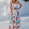 Estilo Novo Primavera/Verão 2026 Transfronteiriço Vestido Midi Floral Flare para Mulheres Europeias e Americanas Ebay Amazon Site Independente Comércio Exterior