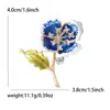 Broche Personalizado de Lujo Ligero con Gota de Diamante y Flor de Aceite para Mujer, Elegante Pin de Flor, Ramillete para Ropa, Accesorios para Mujer en stock