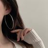 Brincos grandes e exagerados europeus e americanos, redondos, sem furos para orelhas, brincos de moda para primavera, brincos de aço inoxidável, joias com clipe para orelha