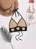 Ropa Exterior de Encaje con Espalda Descubierta y Cordones, Cuello en V, Top de Punto Tubular, Sujetador Halter, Envoltura para el Pecho, Parte Superior de Bikini para Mujer