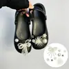 Zapatos Vintage Perforados con Abalorios de Alta Resistencia, Decoraciones de Flores Plateadas Perla, Hebillas de Zapato de Lujo y Accesorios para Zapatos de Ballet