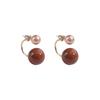 Pendientes Marrones Estilo Maillard Vintage de Dos Usos Color de Contraste Moda Diseño de Nicho de Alto Nivel Pendientes Redondos de Bola con Pasador de Plata