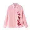 Para Exportación Transfronteriza Aliexpress Ropa de Mujer Estilo Europeo y Americano 2025 Nueva Camisa con Estampado de Flores Francesas Textura de Satén de Seda