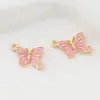 Amazon Más Vendido Accesorios de Joyería de Mariposa Aleación Goteo de Aceite Doble Colgante Joyería de Mariposa Accesorios DIY Venta Directa de Fábrica