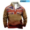 Sudadera Digital Navideña Transfronteriza de Aliexpress Nueva de Otoño e Invierno para Hombre, de Manga Larga, Cuello Alto, Media Cremallera y Cuello de Terciopelo