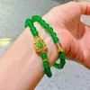 Pulseira de Design com Ágata Calcedônia Verde Natural Verde Imperial Cristalina de Gelo de Alta Qualidade