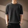 Camiseta de punto de manga corta con textura de burbujas 3D para hombre, nueva colección de verano 2026, corte holgado, cuello redondo, manga corta