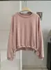 KEKEZOON Moletom com Cordão na Cintura Feminino Outono Estilo Coreano Moda Versátil Solto Manga Longa Cor Sólida Top 9315