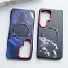 Adequado para Capa de Celular Samsung S26Ultra, Capa Protetora Pintada S25Edge, 25U Sucção Magnética S24Ultra Couro S26+