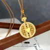 Design de Luxo Leve com um Toque de Estilo Nacional, Ouro de Areia Vietnamita, Ouro Antigo, Filigrana Vazada, Coração Escovado, Pingente de Disco com Diamantes Pontilhados