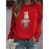 Ropa de mujer de comercio exterior 2023, primavera y otoño, dibujos animados 3D, linda mascota impresa, cuello redondo, manga larga, blusa ancha para mujer, combina con todo, venta directa de fábrica
