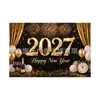 Tela de fondo Feliz Año Nuevo 2027 Tela colgante temática de Año Nuevo Europeo y Americano Pancarta de celebración de festival