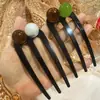 Pasador de Pelo Simple con Perlas de Tres Dientes de 8cm Artefacto para el Cabello en la Parte Posterior de la Cabeza Pasador Elegante Estampador de Cabello Moda Pasador de Cabello Peine de Cabello
