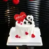 ¡Feliz Día Nacional! Decoraciones para pasteles, figuritas de panda en forma de corazón y adornos luminosos. ¡Amo mi país! Insertos de tarjeta en forma de corazón