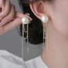 Pendientes largos de perlas Niche Design Sense, elegantes pendientes de borlas para usar una o dos veces, ligeros y lujosos pendientes de plata con pasador Sense Advanced