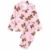 Temu Europa Comércio Exterior Temporada Primavera/Outono 2026 Pijamas Femininos Temporada Primavera/Outono Manga Longa Desenho Ursinho Roupa de Casa