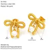 Pendientes Cruzados de Acero Inoxidable Brillantes con Lazo Dorado para Mujer, Estilo Europeo y Americano, Pendientes de Lujo de Gama Alta, Al por Mayor en Stock