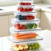 Caja de almacenamiento drenable para refrigerador, caja de almacenamiento transparente personalizada para alimentos y frutas, caja de plástico para clasificar y organizar el refrigerador de la cocina