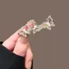 Grampo de Cabelo Elegante com Pérolas para Mulheres, Presilha de Metal com Laço Preto, Presilha Lateral de Alto Padrão, Presilha para Franja, Simples Presilha Bico de Pato