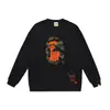 Moletom BAPE com estampa de cabeça de macaco estilo japonês, tendência transfronteiriça, gola redonda, unissex, corte solto, jaqueta de manga curta para outono e inverno