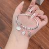 Jiyan Fu Personagem Lótus Prata Pura 9999 Prata Esterlina Pulseira Nicho Pulseira Fat Donglai Pulseira de Alto Padrão Presente de Aniversário
