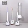 Cepillo de Higiene Cepillo para Inodoro Redondo Cuadrado Hogar Limpieza Escupidera Inodoro Plástico Tipo Plano Silicona Mango Extendido
