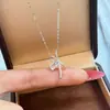 Colar Quadrado com Laço de Prata de Lei S925 e Diamante para Mulheres, Design Puro e Fashion de Nicho de Verão Levemente Luxuoso, Corrente Brilhante para Clavícula com Diamante para Mulheres