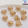18K ouro - envolto em cor - preservando contas ocas diy contas artesanais pulseira contas frisadas material Contas ocas pingente