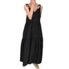 Vestido Longo Casual Camadas com Alças Finas, Decote em V Profundo, Estilo Coreano Chique 2026 para Mulheres
