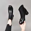 Botines de tacón grueso con punta cuadrada estilo francés para mujer, versátiles y elegantes, con forro de felpa, nueva colección otoño/invierno 2026, con cremallera trasera, botines de moda