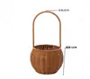 Cesta de Flores Artesanal de Rattan com Design de Ferro Forjado, Pequena Cesta de Flores Feita à Mão para Flores Frescas e Plantas Verdes, Peça Decorativa para Sala de Estar