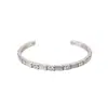 Pulsera Abierta de Metal con Zirconia Cúbica Trapezoidal de Empalme Transfronteriza Europea y Americana con un Diseño Único, Estilo de Nicho, Lujo Ligero, Joyería de Alta Gama