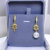 Acessórios DIY Antigos de Ouro e Pérola Brincos Pendentes Dupla Felicidade Prata Esterlina S925 Brincos com Franja Configuração Vazia 8-10mm