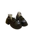 Zapatos de Cuero Pequeños de Suela Gruesa para Mujer Primavera Nuevos Plataforma Retro Francés Estilo Británico Mocasines Zapatos Slip-On