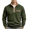 Sudadera para Hombre Amazon Estilo Europeo y Americano Media Cremallera Color Vintage Bloques de Color Pulóver Superior Deportivo Casual Cuello Alto Sudadera de Forro Polar