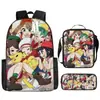 Mochila de desenho animado transfronteiriça bolso monstro do tesouro elfo do sonho bebê mochila conjunto de três peças para alunos do ensino fundamental e médio