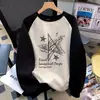 Nova blusa de moletom masculina de outono, casual versátil em fleece, estampa de moda tendência, top esportivo juvenil em fleece
