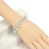 Colar de Pérolas de Fileira Dupla de Alto Brilho Mais Vendido no Exterior, Corrente Curta Versátil para Clavícula Cravejada de Diamantes, Acessórios para Vestido de Banquete, Colar Feminino