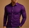 Camisa Social Masculina Musculosa, Camisa de Trabalho Profissional Sem Ferro, Camisa Casual de Manga Longa Antirrugas para Primavera e Outono