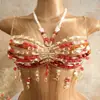 Top de Crochê Boêmio AYJ Feito à Mão com Miçangas e Franjas, Estilo Férias na Praia, Projetado para Usar Sobre a Roupa